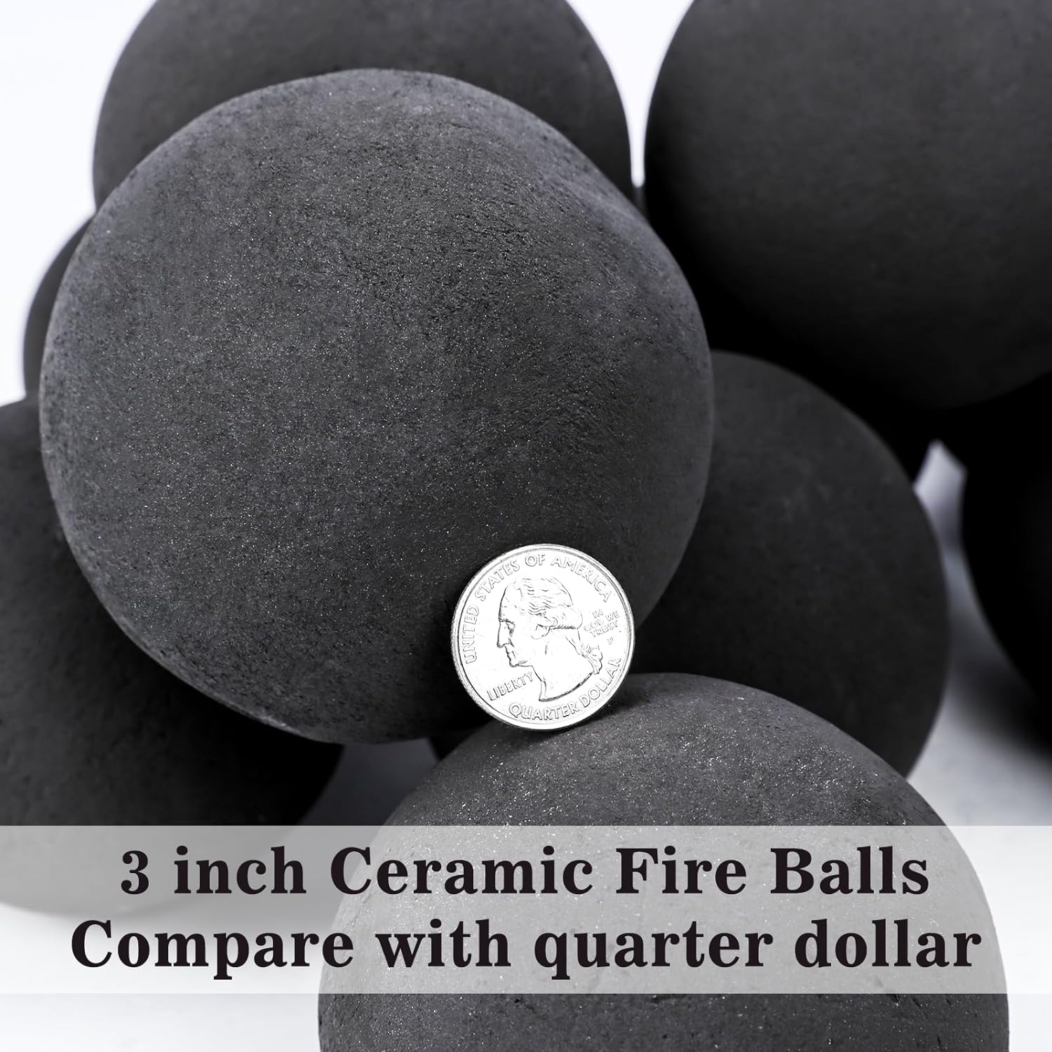 Fire Balls Rodes 4 Inch Black Round Ceramic Fire Balls for Fire Pit, Tempered Fire Ston ...