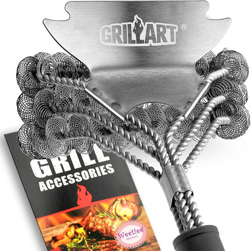 Grill Brush and Scraper Bristle Free, Safe BBQ Brush, 17'' Stainless Grill Grate Cleaner - Safe Grill Accessories