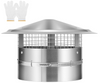 8" Cone Top Chimney Cap with Screen, Round Roof Rain Chimney Cover, Galvanized Steel Fireplace Exhaust Cap, Adjustable Roof Cap for Vent