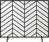 38x31 Inch Black Single Panel Handcrafted Wrought Iron Mesh Chevron Fireplace Screen Fire Spark Guard for Living Room/Bedroom Décor