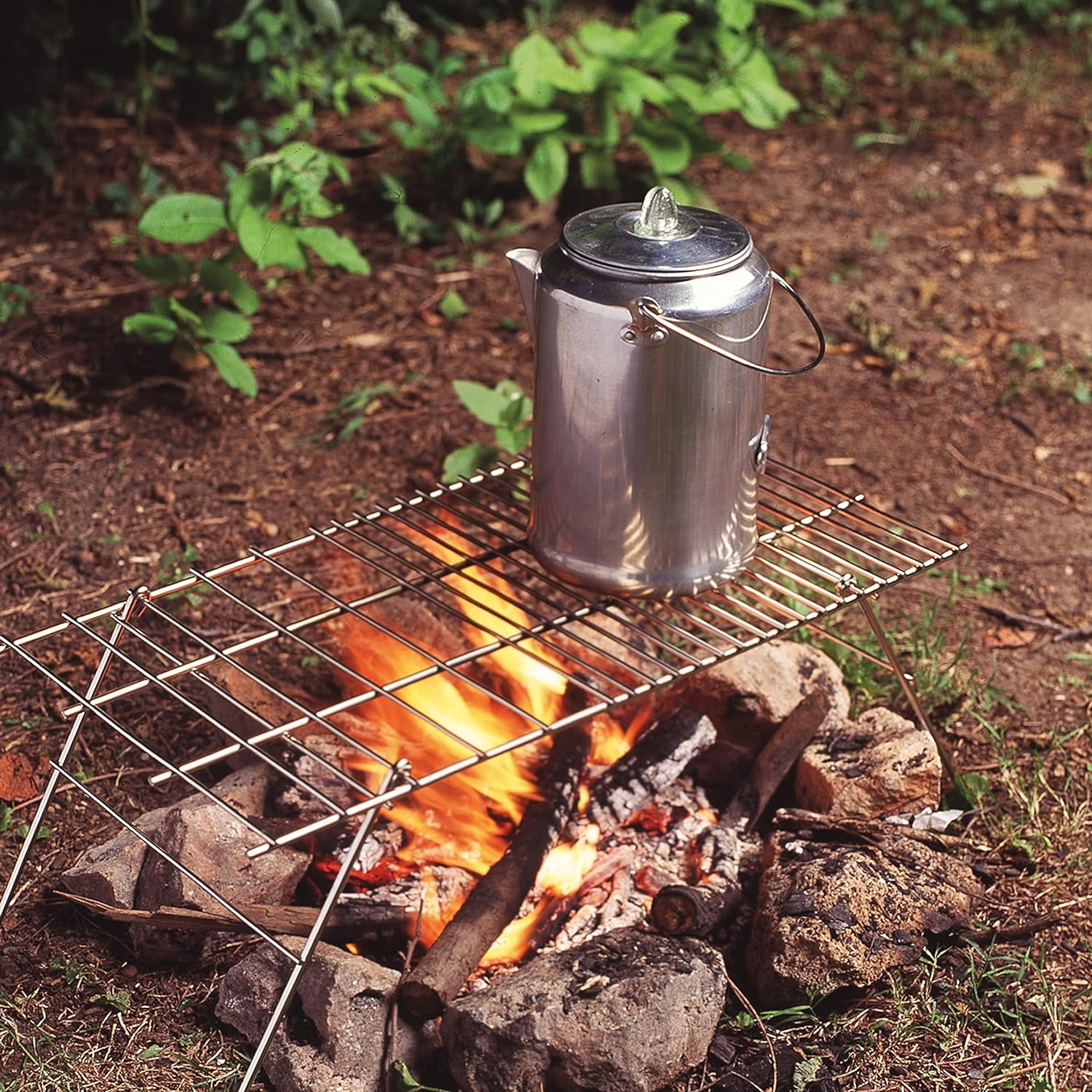 camp grill Nickel-Plated Steel Folding Camp Grill Campfire Grill Rack Over Fire Pit BBQ Grate for Backpacking, Hiking, Picnics, Fishing