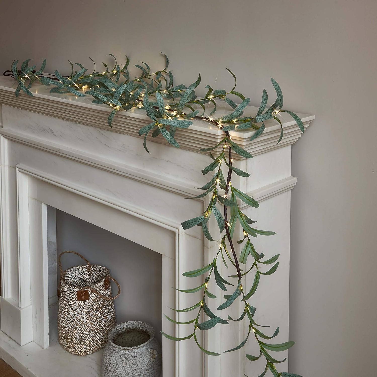 lighted hanging plants 6FT Lighted Olive Garland Battery Operated Artificial Greenery Twig Vi – GrillPartsReplacement