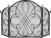 3-Panel Black 55x33" Solid Wrought Iron Fireplace Screen See-Through Metal Spark Guard Safety Protector with Decorative Scroll