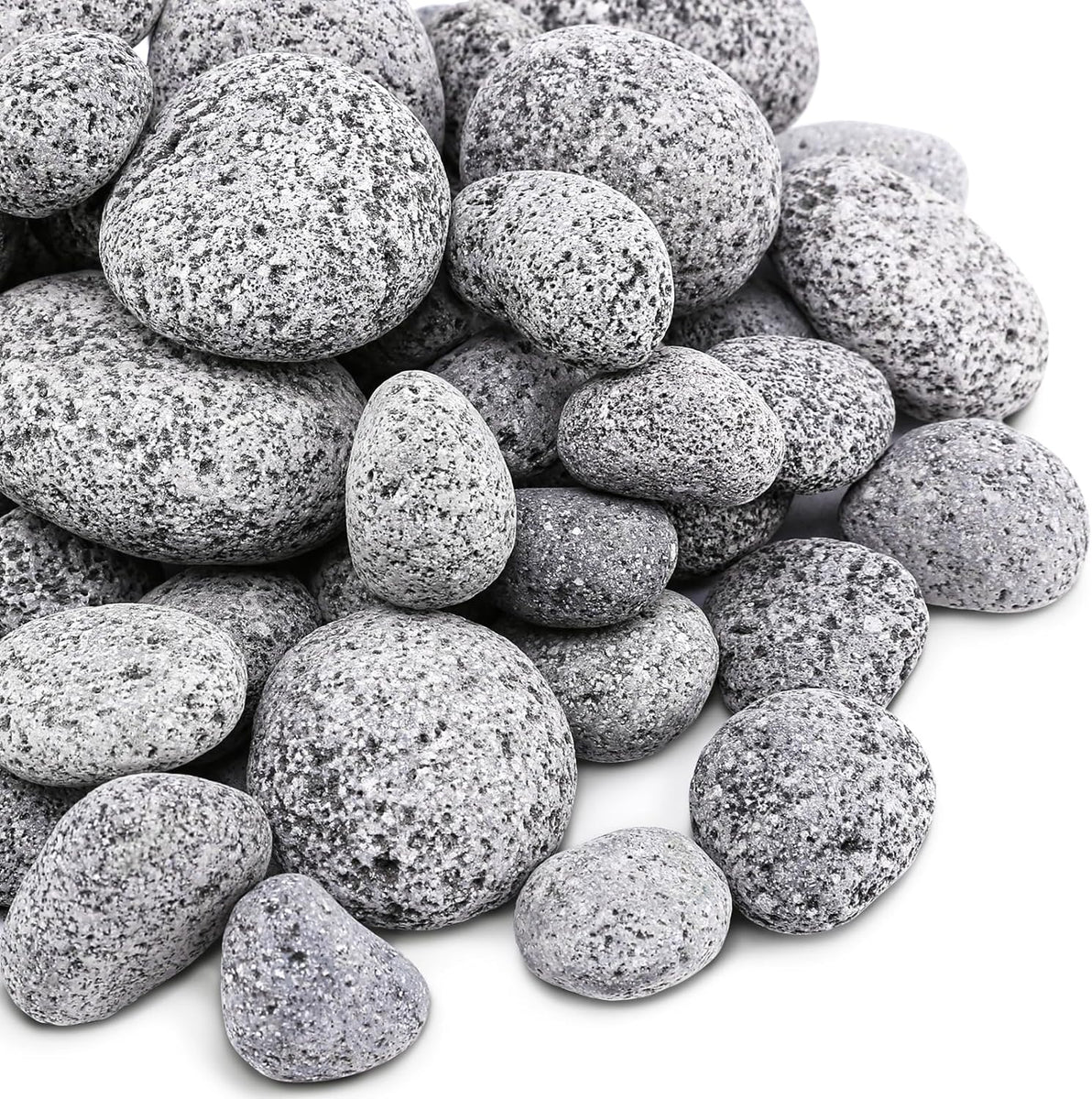 10 Pounds 1-3'' Grey Tumbled Lava Rock Stones Pebbles for Fit Pit, Saf ...