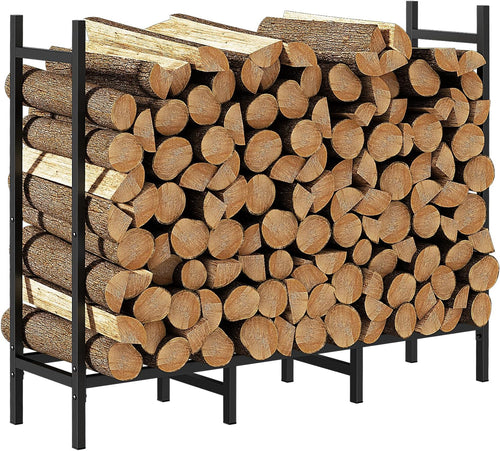 4FT Outdoor Indoor Firewood Rack Holder for Fireplace Wood Storage Adjustable Stacker Stand Heavy Duty Fire Logs Stand Stacker Holder