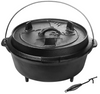 9QT Camp Dutch Oven Pre Seasoned Cast Iron Lid Also a Skillet Casserole Pot with Lid Lifter for Camping Cooking BBQ Baking 9QT(Pot+Lid)