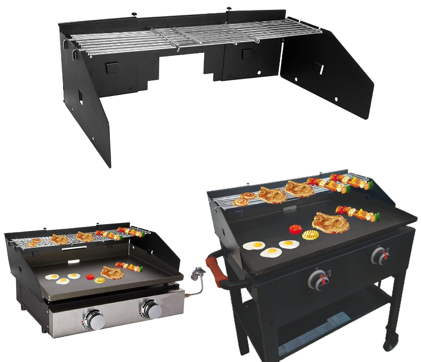 Wind Up Bbq Rack Adjustable Wind Screen Guard and Griddle Warming Rack Set for Blacksto ...