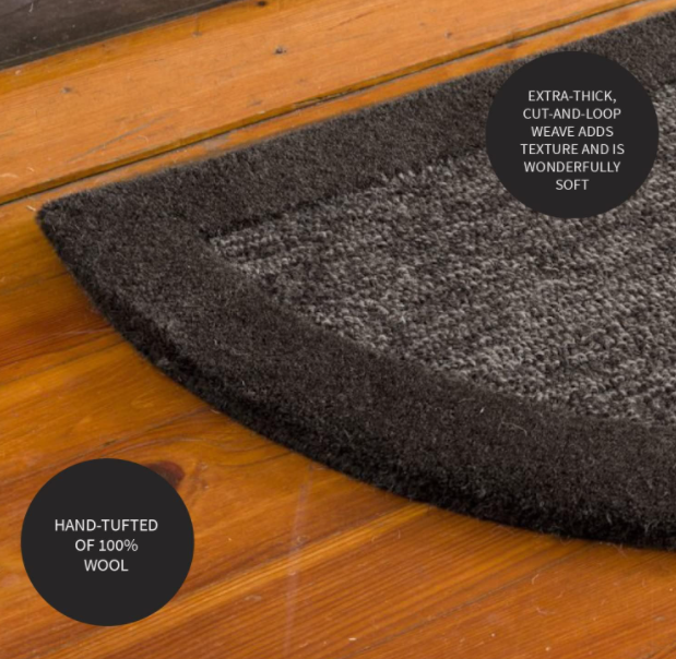 Half Round Fireproof Hearth Rug, 100% Wool Fireplace Mat, Protect Hard ...