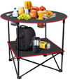 Portable Camping Table Folding Picnic Tables Lightweight Waterproof for Outside with 4 Cup Holders  Carry Bags for Beach, Campfires, Tailgating