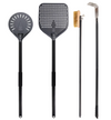 Pizza Turning Peel 9 Inch Perforated Pizza Peel and Pizza Brush Ash Rake 4pcs Wood Fired Commercial Pizza Oven Utensil Kit with 40" Aluminum Handle