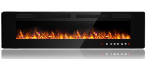 72 inch Ultra-Thin Silence Linear Electric Fireplace, Recessed Wall Mounted Fireplaces, Fit for 2 x 4 and 2 x 6 Stud, 12 Adjustable Flame Color, Speed