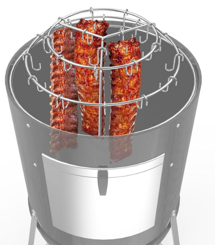 Rib Hanging System, 3-Tier Rib Hanger with Removable Cooking Hooks for Weber 22 inch Smokey Mountain Cooker & Weber 22" Kettle Grill, Stainless Steel