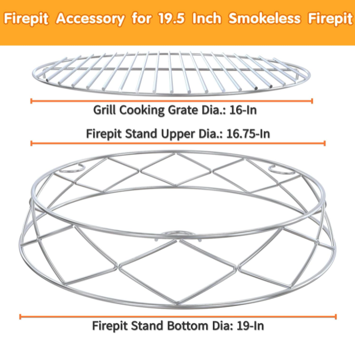 Bonefire Rack Fire Pit Cooking Grates Kit for 19.5 Inch Solo Stove Bonfire, Stainles ...
