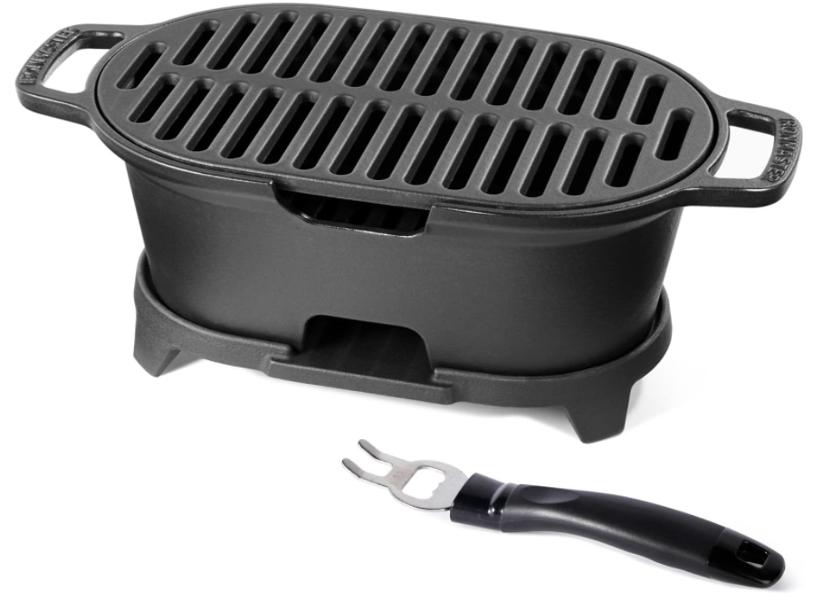 Mini Cast Iron Hibachi Grill, Tabletop Small Portable Charcoal