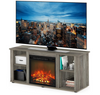 Electric Fireplace Entertainment Center TV Stand with Open Storage for TV up to 55 Inch, French Oak Grey