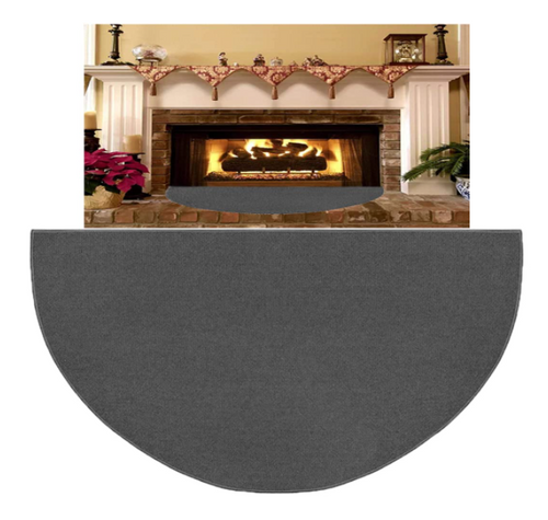 Half Round Fireproof Fireplace Mat Hearth Area Rug, Fire Flame Resistant Floor Covering Protection Pad Non-Slip Floor Protector, 63″x37″ Extra Large