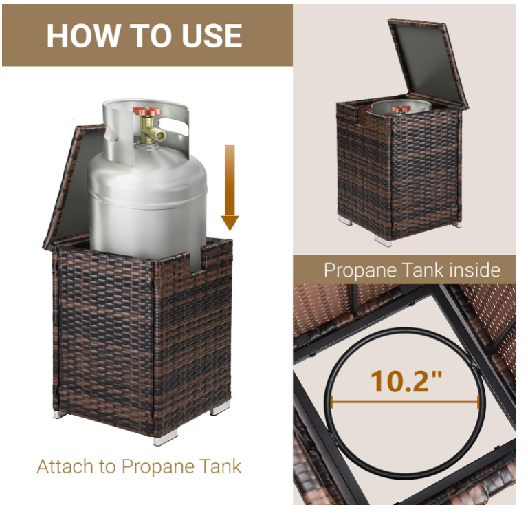 Gas Tank Storage Box 15.7in Wicker 20 Gallon Propane Tank Cover