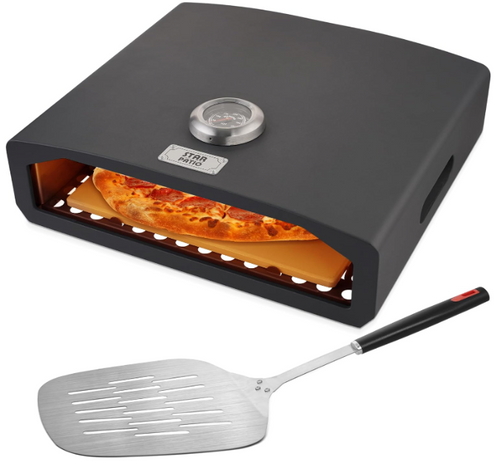 Portable Grill Top Pizza Oven with Pizza Stone, Peel and Thermometer for Charcoal Grill, Gas Grills