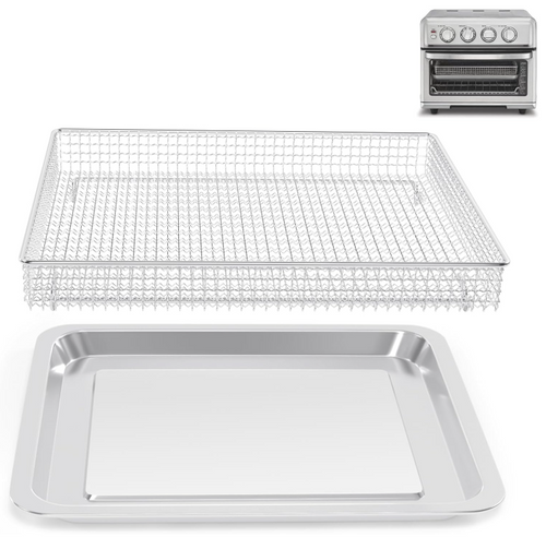 Stainless Steel Baking Tray Pan and Air Fryer Basket for Cuisinart Airfryer TOA-060 and TOA-065