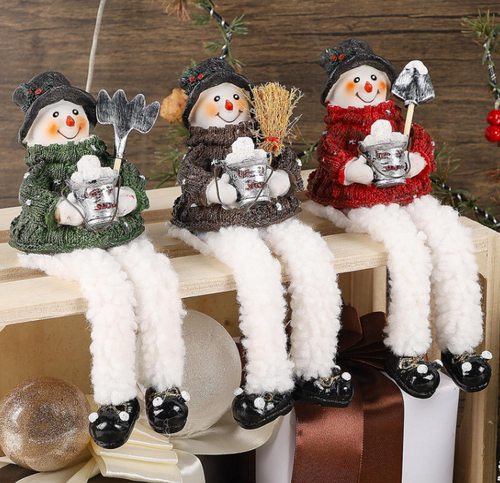 Christmas Tabletop Figurines, 3 Packs Xmas Winter Holiday Sculpture for Mantel Fireplace Home Decor (Snowman)