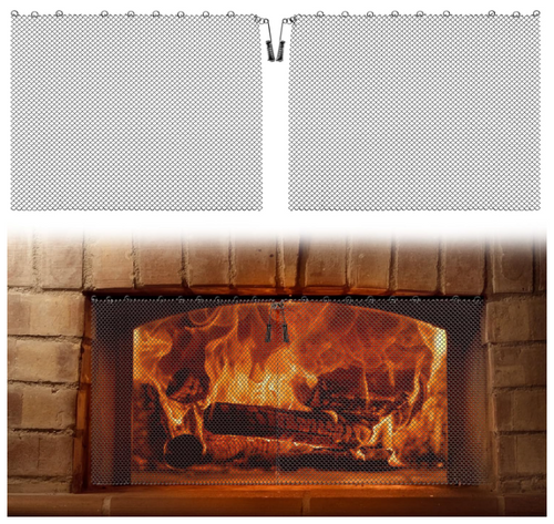 2 Packs Fireplace Mesh Screen Curtains, 20" H × 24" W Decorative Spark Guard Chain, Hanging Screens for Wood Burning Fireplace