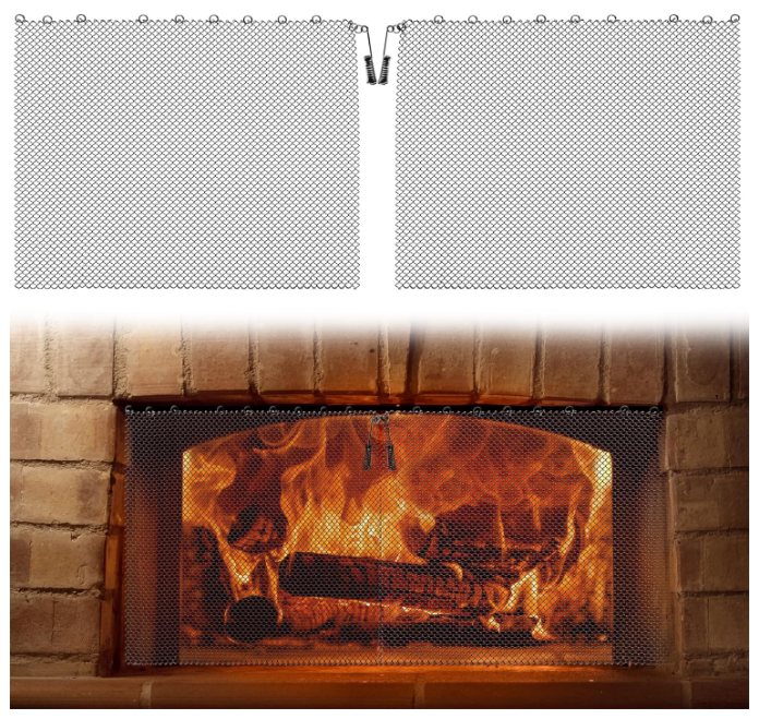2 Packs Fireplace Mesh Screen Curtains, 21 H × 24 W Decorative