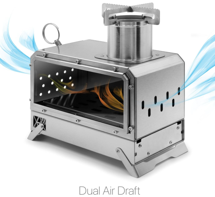 backpacking mini wood stove Portable Wood Burning Camp Stove Mini Heater Burner, 304 Stainless Steel Cooking Oven BBQ Grill Heating Tray for BackPacking Camping Tent Fishing