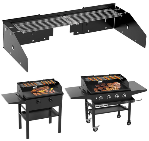 Universal Griddle Wind Guard and Warming Rack Set for Griddle From 28" to 36" without a Hood, Wind Screen for Blackstone 36" and other w/ Rear Grease