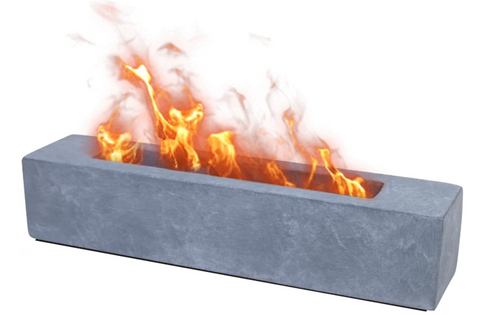 Large Rectangle Tabletop Fire Pit, Portable Bioethanol Fuel Concrete Smokeless Fire Bowl Table Top Firepit Fireplace, Rubbing Alcohol Smores Maker