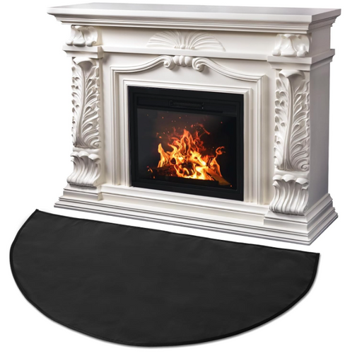 Fireproof Fireplace Mat - 42'' x 24'' x 3/25'' Upgraded 4-Layer Fire Resistant Mat, Half Round Silicone and Fiberglass Fire Retardant Hearth Pad