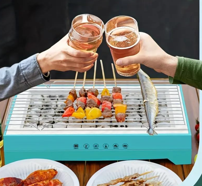 Disposable Grill, Portable Charcoal Grill, Grilling Kit For Indoor & Outdoor Cooking, Ready To Use Instant Grill for 3-5 People, 17.2