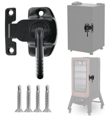 Door Latch for Pit Boss 1077, Rustproof Smoker Lid Clamp with Screws, Leaf Latch for Cuisinart, Pit Boss Pro Series II 4, Masterbuilt Electric Smoker