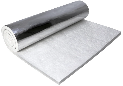 Ceramic Fiber Blanket w/ Aluminum Foil Facing, 1/2"x24"x60", 2400F, Foil Backed Heat Shield for Furnace Chimney Fireplace Oven Stove Pipe Insulation