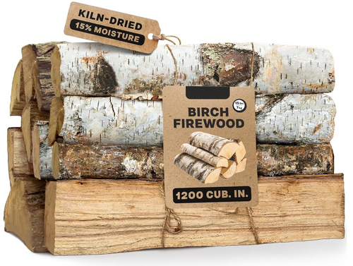 15" Birch Firewood Logs, Seasoned Kiln-Dried Fire Wood for Fire Pit, Fireplace, Campfire, Pizza Oven, Split Wood, Solo Stove, 1200 cub. in. 15-20lb