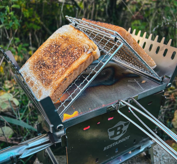 Campfire Grill & Camping Toaster, Over Fire Pit for Gas Wood Stoves