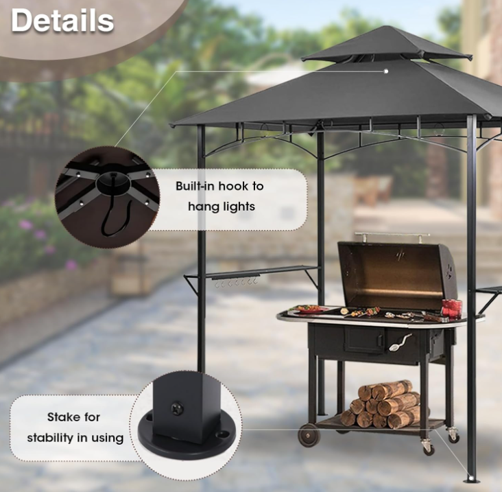 barbecue tent 2 Tier BBQ Barbecue Canopy Tent Shelter for Outdoor Patio Backyard Grilling (L96 x W60 x H101 Grey)