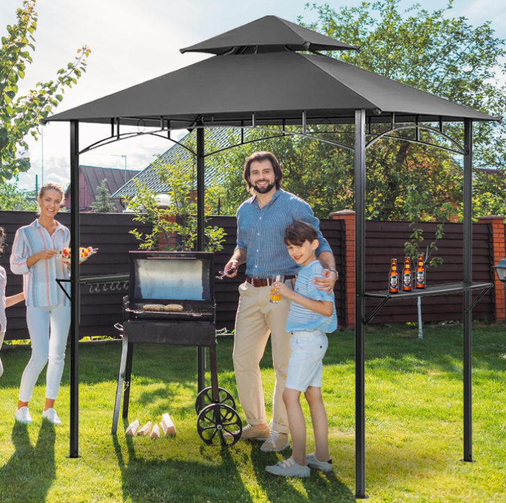 barbecue tent 2 Tier BBQ Barbecue Canopy Tent Shelter for Outdoor Patio Backyard Grilling (L96 x W60 x H101 Grey)