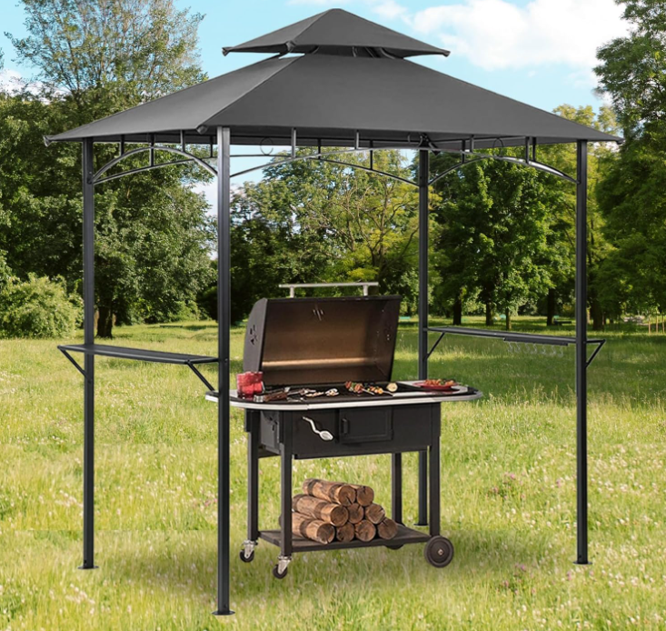 2 Tier BBQ Barbecue Canopy Tent Shelter for Outdoor Patio Backyard Grilling (L96 x W60 x H101 Grey)