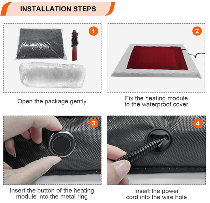 GrillPartsReplacement Online BBQ Parts Retailer Heated Dog Bed with 12V 24V Safe Voltage Waterproof Electric Heating Arthritis Orthopedic Pet Bed Thickened Memory Foam for Medium Dogs M