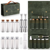 BBQ Camping Spice Kit with 9 Jars, 2 Salt/Pepper Grinders, Foldable Canvas Seasoning Storage Bag Organizer, Portable Mini Condiment Container Set