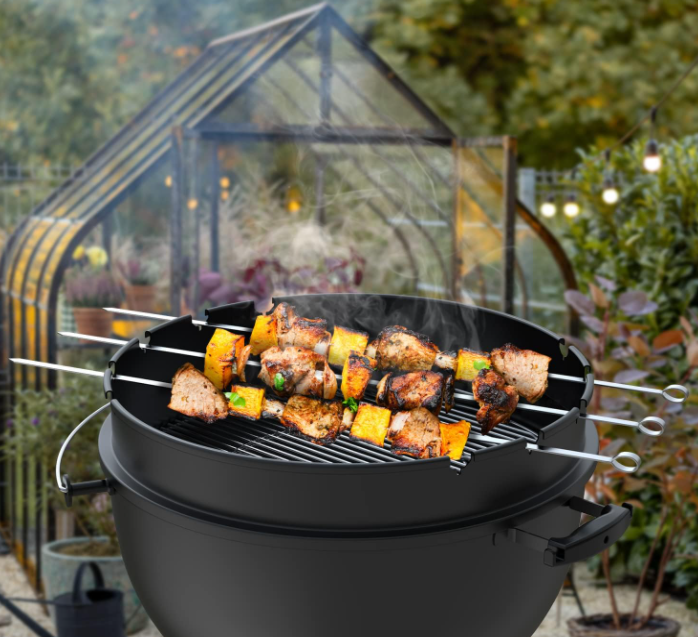 BBQ Grill Rotisserie with Kabob Skewer Kits for Weber 18