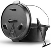 Camping Dutch Oven, 6 Qt Pre-Seasoned Camp Cookware Pot With Lid, Lid Lifter, Cast Iron Deep Pot with Metal Handle for BBQ Cooking Baking Campfire