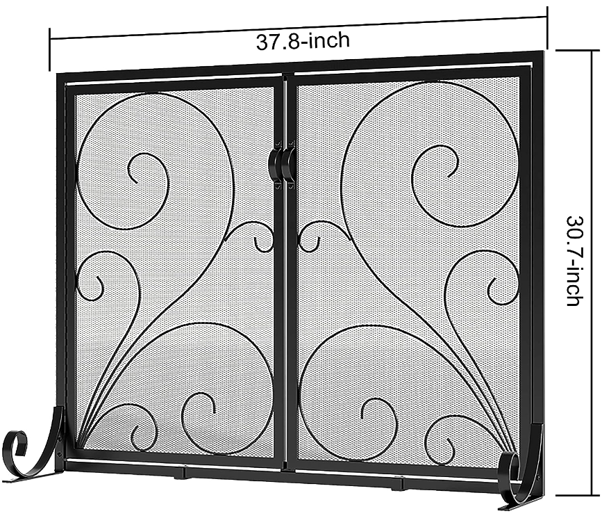 Fireplace Screen with Doors, Handcrafted Solid Steel, Heavy Duty Metal ...