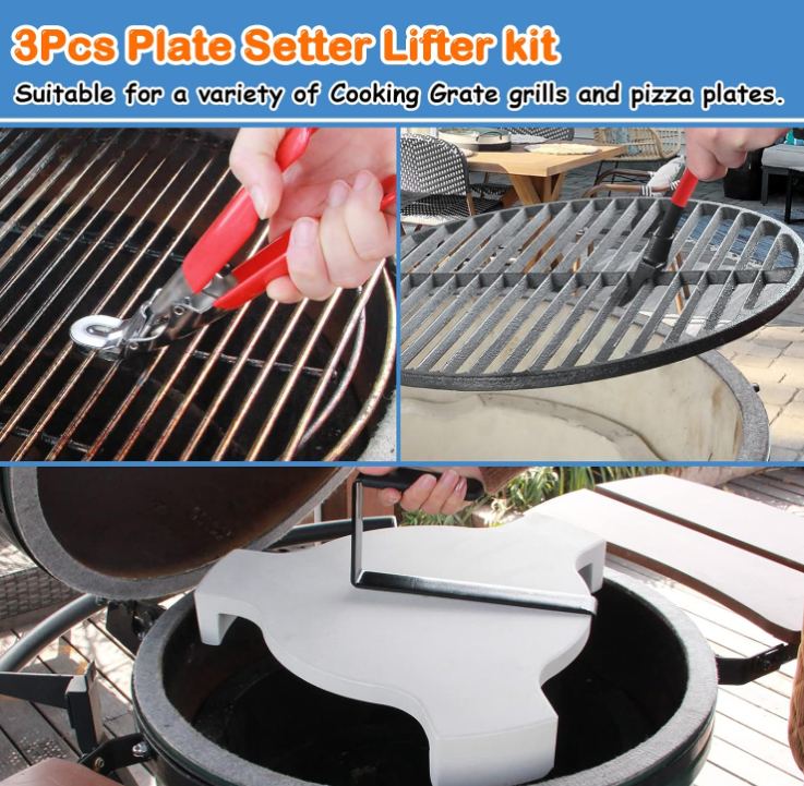 FIRELOOP 2er-Set Gusseisen Grillrostheber – Für Kamado, Big Green Egg, Weber, Mit Rutschfestem Griff