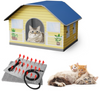 Heated Outdoor Cat House with Insulated Aluminum, 100% Waterproof Weatherproof with 2 Mat, Feral Shelter for Winter w/ Thermostatic Pet Heating Pad, L