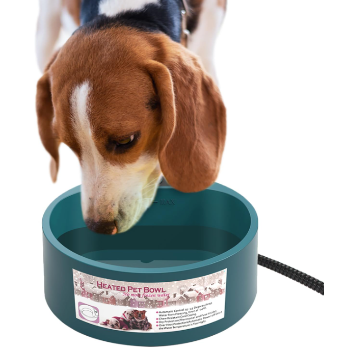 Heated Water Bowl for Outdoor Cats, 2.2L Heated Dog Bowl in Winter, Thermal Heated Pet Bowl for Chickens Rabbits Bird Bath, Livestock