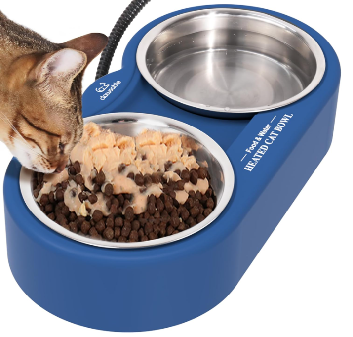 Heated Water Bowl for Outdoor Cats, Thermal Stainless Steel