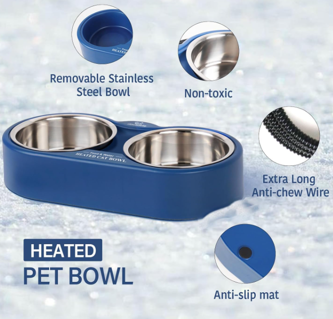 Heated Water Bowl for Outdoor Cats, 2 Thermal Stainless Steel Heated C –  GrillPartsReplacement