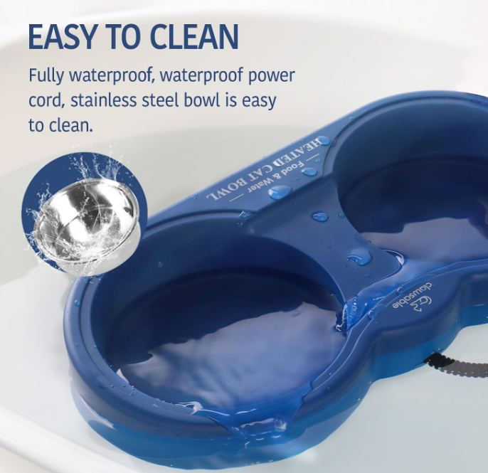 Heated Water Bowl for Outdoor Cats, 2 Thermal Stainless Steel Heated C   GrillPartsReplacement - Online BBQ Parts Retailer