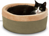 Thermo Kitty Bed Heated Cat Bed for Indoor Cats , Electric Warming Bed for Small Dogs, Washable Thermal Plush Calming Round Pet Bed, Small 16"